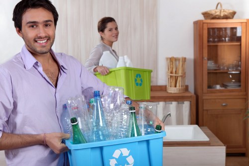 Community members participating in a recycling program