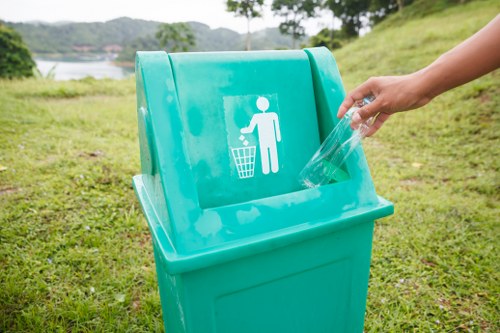 Recycling center with sorted materials